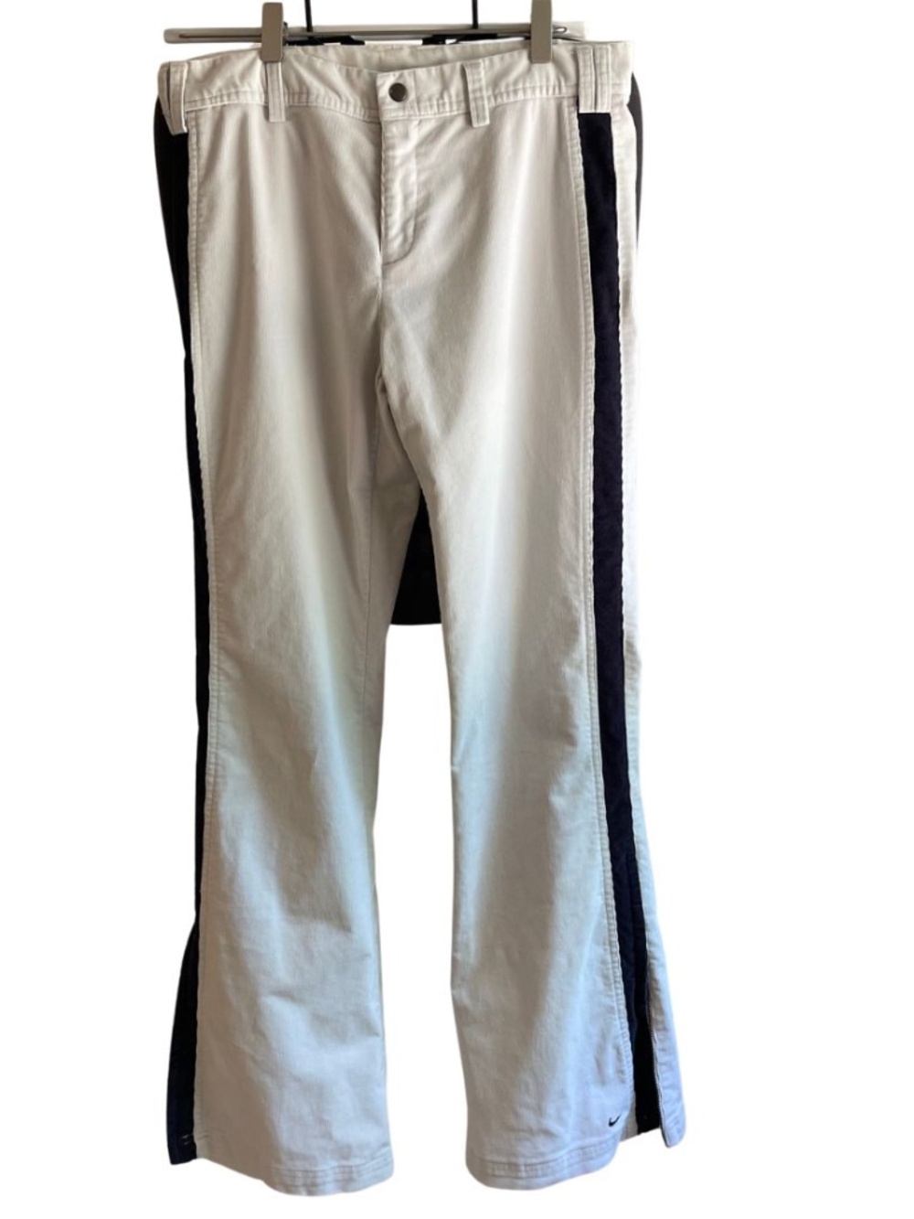 Rare Nike Corduroy Side Stripe Flare Pants Bootcut Cream Navy S